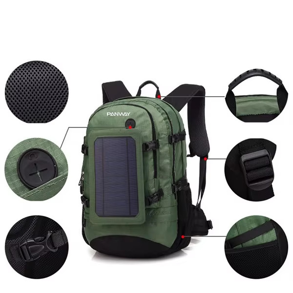 Maßgeschneiderter Wanderrucksack mit Solarladegerät