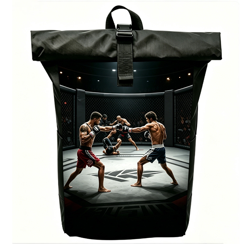 Casual printed roll top backpack