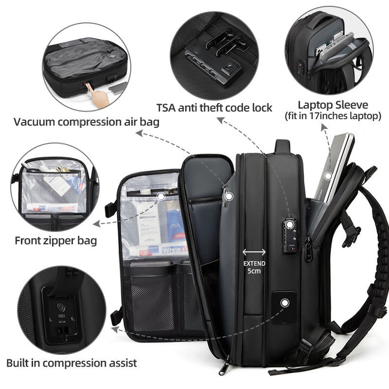 Expandable airbag laptop backpack